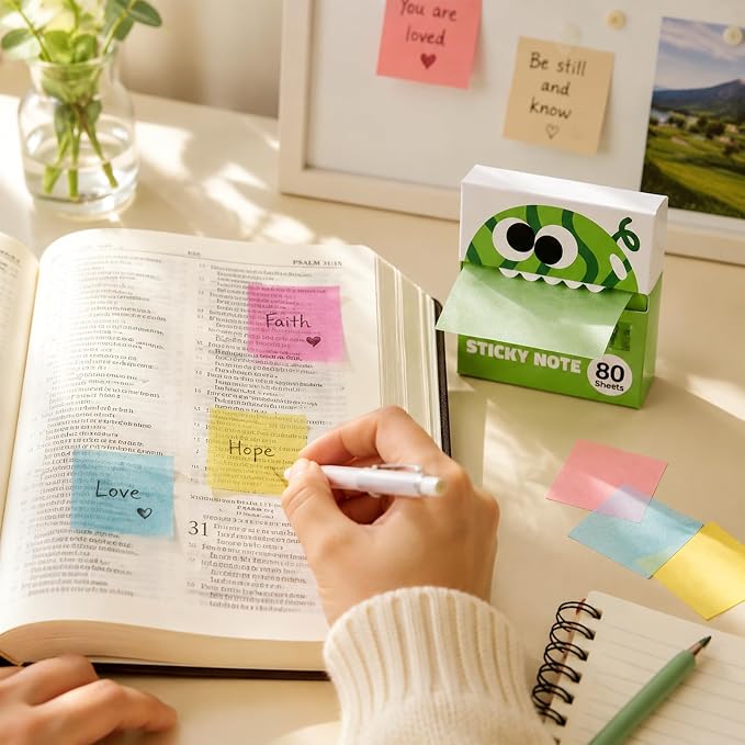 Cute Fruit Monster Pop Up Sticky Notes, Transparent Sticky Notes,3 Box-B | Reusable Office Stationery with Strong Adhesion, No Residue, 50 Reuses Per Sheet, Fun Desk Essential for Office & Study