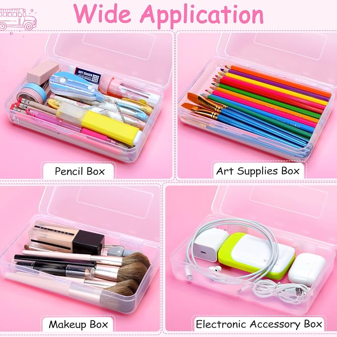 Sooez Pencil Case, Pencil box, Crayon box, Back to School Supplies | Clear, Large, Snap-tight Lid, Stackable, Small Storage Box Art Craft Marker School Box Organizer for Boys Girls Adult Teacher
