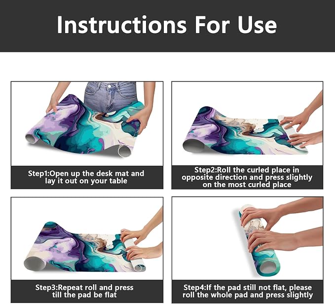 Britimes Teal and Purple Liquid Marble Desk Mat Colorful Deak Pad Non-Slip PU Leather Large Keyboard Mouse Pad Office Desktop Accessories for Office,Work,Home Decor(31.5"X15.7")