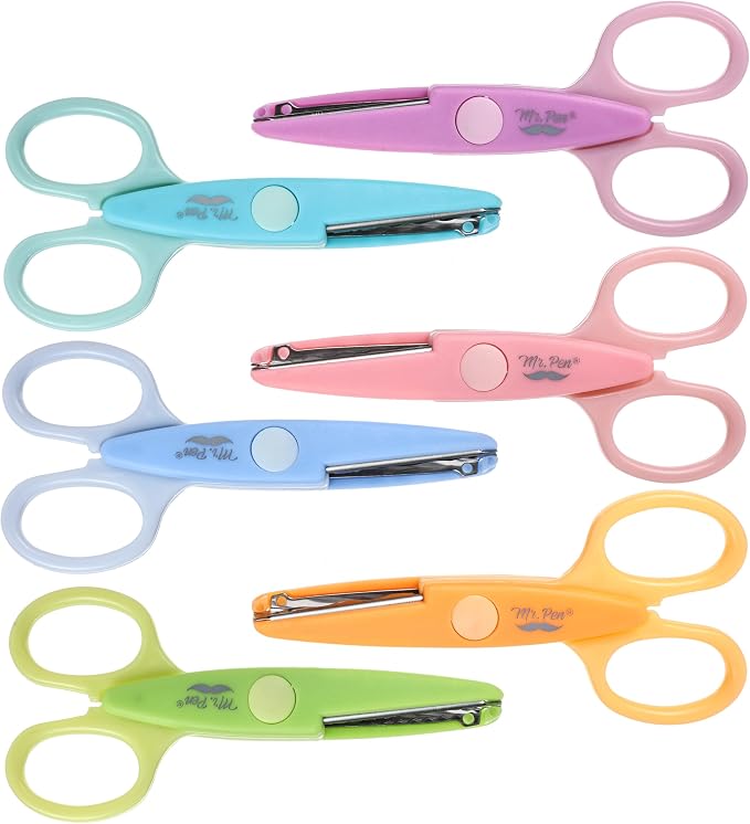 Mr. Pen- Craft Scissors Decorative Edge, 6 Pack, Rainbow | Zig Zag Scissors for Crafting, Scrapbooking, Fancy, Pattern, Design