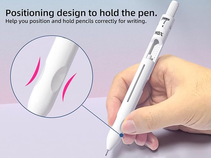 Cute Mechanical Pencil, Metal Grip, Refillable for School Supplies Kid Student Writing, Drafting Drawing Sketching, Mechanical Pencils Set with Lead Refills & Compass & Ruler & Eraser (White,1-PACK)