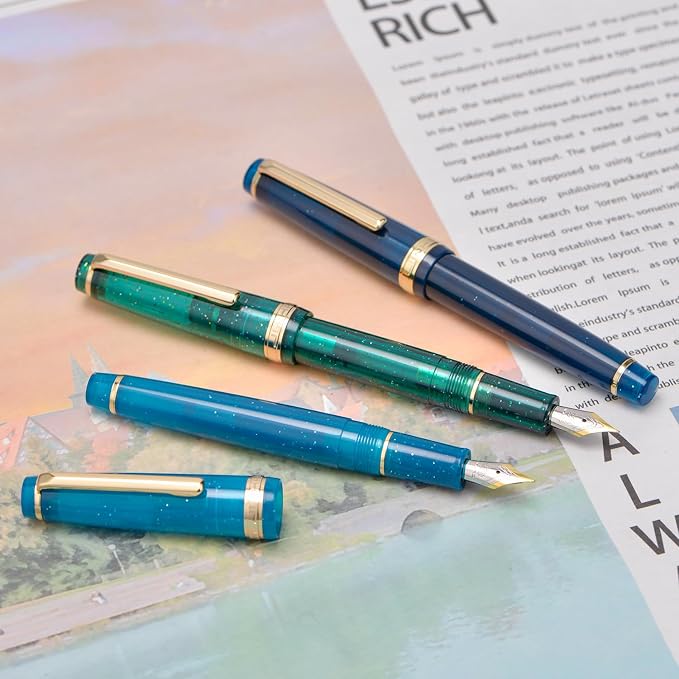 3 Jinhao 82 Fountain Pens Medium Nib Transparent Starlight with Converter | Mini Pocket Fountain Pen Daily Adorably Writing Instrument Writer