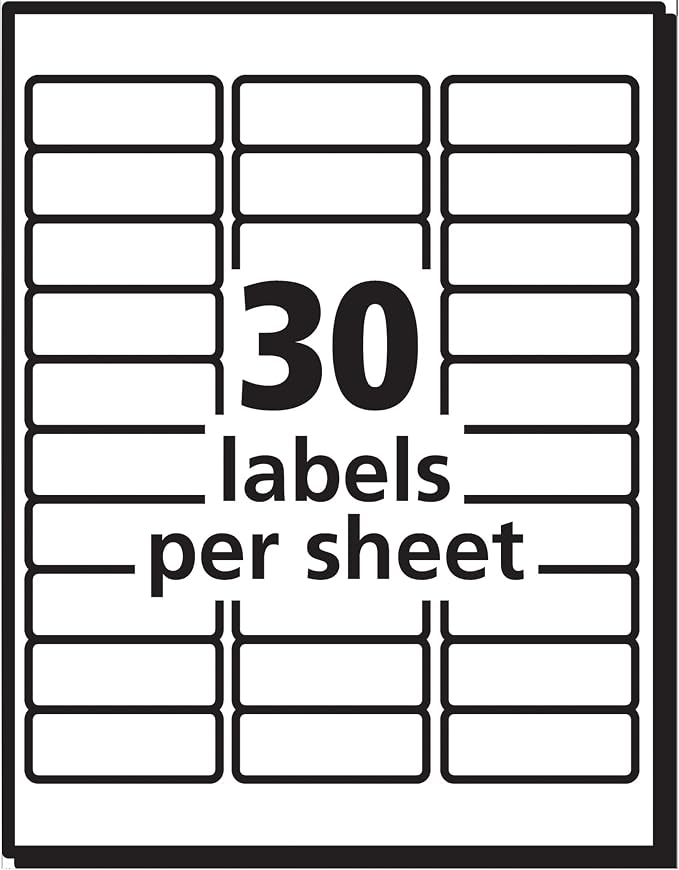 Avery Easy Peel Printable Address Labels with Sure Feed, 1" x 2-5/8" Customizable Stickers, White, 750 Blank Mailing Labels, Great for Mailing, Shipping, and More (5260) (Pack of 5)