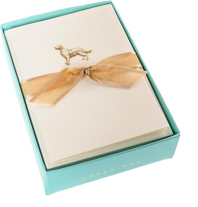 Graphique La Petite Presse Golden Retriever Boxed Notes | Blank Note Cards with Envelopes | 10 Count All Occasion Greeting Card Set | 3.25 x 4.75 Inches | High Quality Thick Paper Stationery with Unique Design