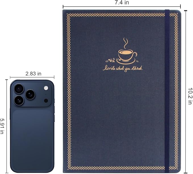 WETLOTE European Vintage Pattern Notebook - Made of sustainable and excellent quality paper,gold fabric and simple patterns, suitable for office, school and many other occasions(Line/Blue/A5)