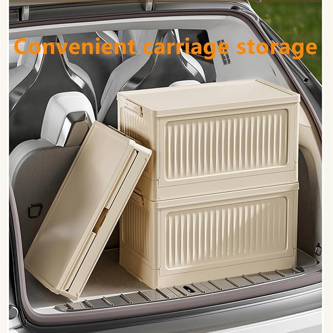 Foldable Storage Bins with Lids, 2‑Pack Beige – Collapsible Storage Box Organizer for Closet, Clothes, Toys, Books, Documents