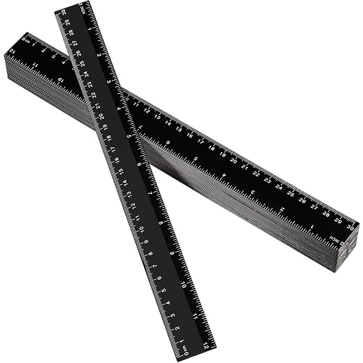 EBOOT Plastic Ruler 12 Inch Straight Flexible Ruler with Inches and Metric for Home Office, Back to School Supplies(Black,100 Pack)