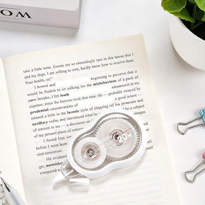 Correction Tape with Dispenser, 65.6ft, Tear-Resistant, Easy-to-Use Applicator, for Office or School, 5-Pack (5, White)
