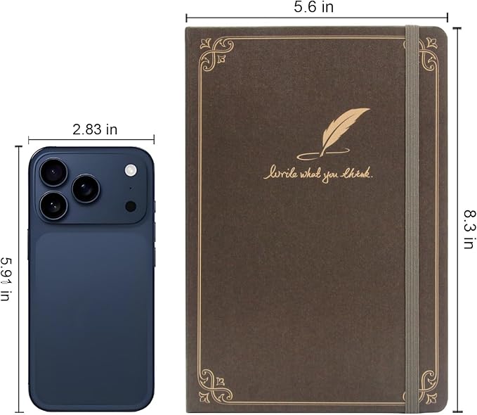 WETLOTE European Vintage Pattern Notebook - Made of sustainable and excellent quality paper,gold fabric and simple patterns, suitable for office, school and many other occasions(Line/Brown/A5)