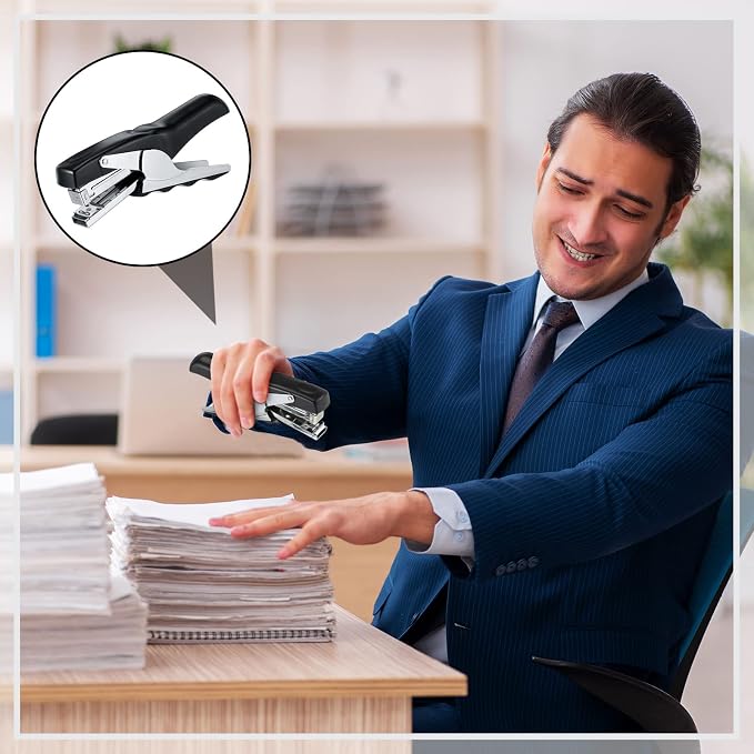 Yexiya 3 Pcs Heavy Duty Plier Stapler Heavy Duty Office Hand Held Staplers Effortless 50 Sheet Capacity Desk Good for Stapling Home Warehouse School, Black