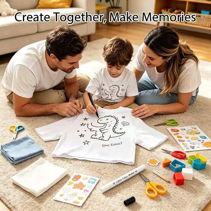5pcs Fabric Markers Permanent Paint Pens for White Clothes, Bleed Proof, Water Resistant, No Fade, Quick Dry Professional Dual Tip Pens DIY for Canvas, Cover Stains, Clothing, Black