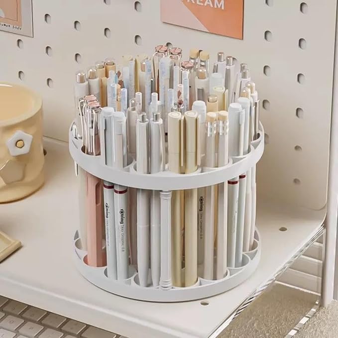 Feadily 4 PCS 45 Hole Paint Brush Holder, Makeup Brush Storage, Desk Organizer for Colored Pencils, Markers (Beige)
