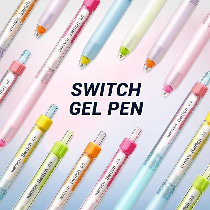 WRITECH Retractable Gel Ink Pens: 0.5mm Black-Ink Switch Between Silent and Clicky Soft Grip Fine Point Pen for Journaling Smooth Writing Quick-dry No Bleed 10ct