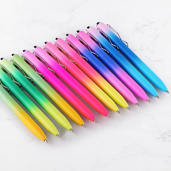 WY WENYUAN Cute Pens, Pastel Ballpoint Pens Bulk, Fine Point Smooth Writing Pens, Colorful Pens, Black Ink 1.0 mm Journaling Pen, Office Supplies for Women & Men, Note Taking