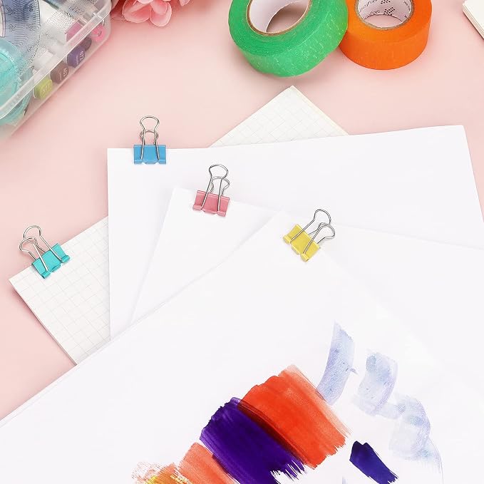 ZZTX 40 Pack Small Binder Clips 0.75 Inches Assorted Colors | Paper Clamps Clips, Durable steel, Strong clip, Color-coded