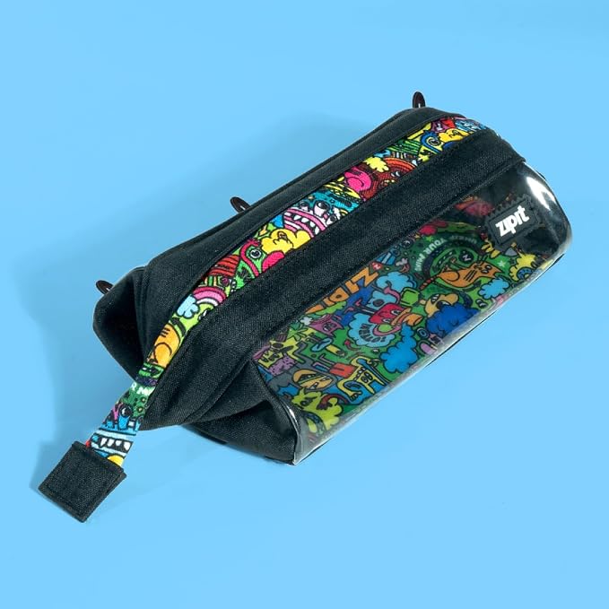 ZIPIT: Lenny Pencil Case - Clear & Doodles - Large Storage Capacity Zipper Pouch, Colorful Makeup-Stationery Bag, School-Office-Travel, Kid-Teen-Adult