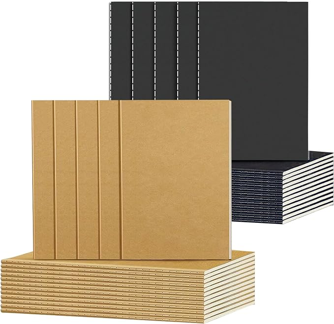 24 Pack Small Notebook, 3.5x5" 36 Lined Page Pocket Notebook Journals Bulk | Black & Brown Mini Notebook Soft Cover Kraft Note Pads Small Journal for Kids for Party Favors Church Gifts Writing Drawing