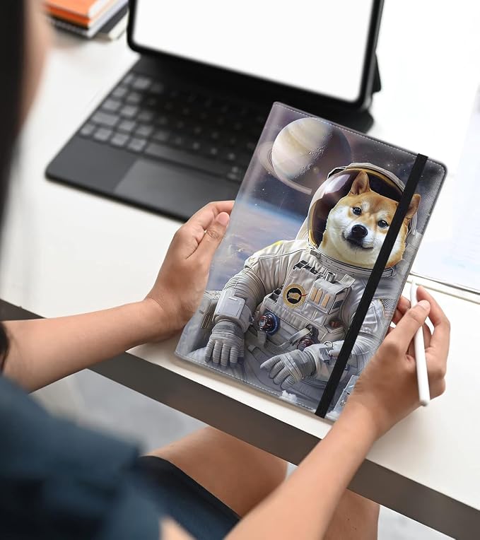A5 Leather Lined Journal Notebook, 200 Pages Hardcover Executive Notebook for Men Women Office School Note Taking, Thick Writing Paper Daily Journal with Bookmarks/Indexes,Funny Shiba Inu Dog