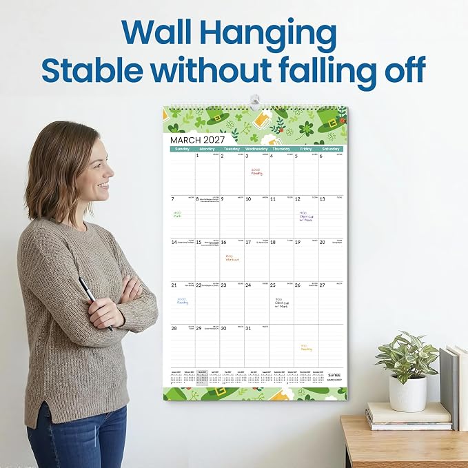 SUNEE 2026-2027 Wall Calendar Extra Large 17"x27", 21 Month July Calendar (Ends March 2028),Vertical Monthly for Wall, Seasons Color