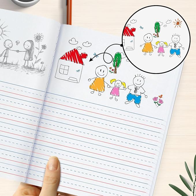 Rosmonde Composition Notebook Bulk, 100 Pack, K-2 Primary Ruled, 200 Pages (100 Sheets), Drawing and Writing Primary Journal, Grades K-2, Bulk School Supplies, Hard Cover With Assorted Colors