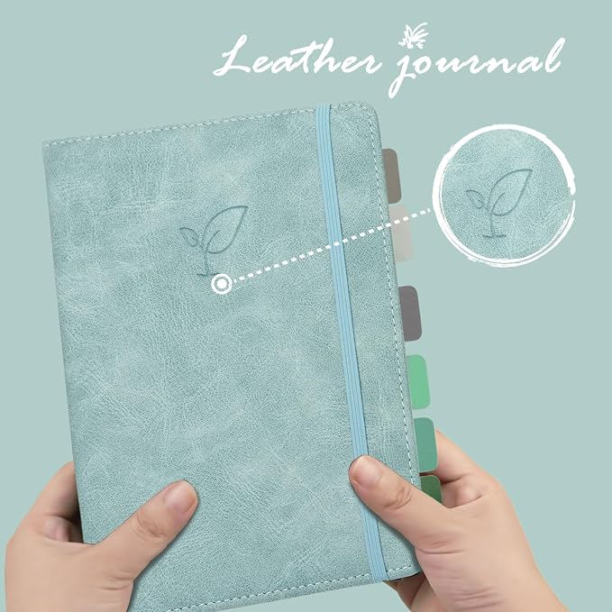 Hoci Poci Lined Journal Notebook, 400 Pages Thick Journal for Writing, A5 Hardcover Leather Notebook with 100Gsm College Ruled Paper for Women Men Work Note taking, 5.8" x 8.4", Smoky Blue