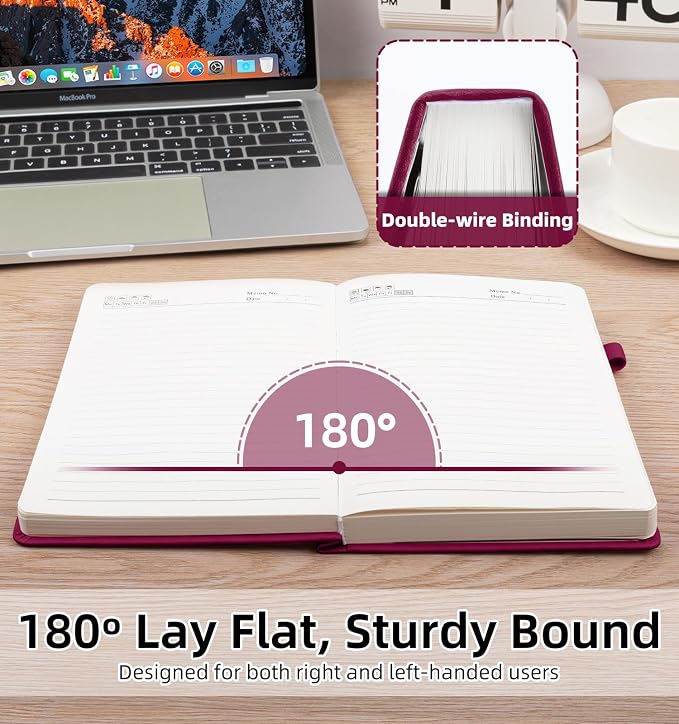 Lined Journal Notebook 365 Pages, A5 Leather Journals for Writing Women & Men, Hardcover Notebook with 100GSM Thick Paper, Daily Journal Notebook for Travel, Work, School, Note Taking, College Ruled