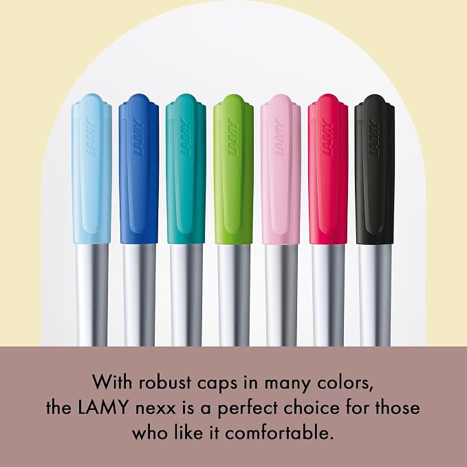 LAMY nexx crimson – Fountain Pen with slip-proof grip & polished Left-Handed steel nib (LH) in size M - triangular aluminum body - including LAMY T 10 blue cartridge | Lamy Fountain pen with non-slip grip - triangular aluminium housing - incl. ink cart...