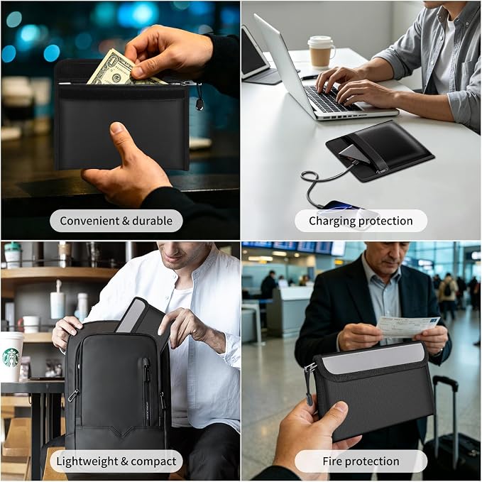Tamfile Fireproof Document Box with Lock, Heat Insulated Safe Money Bag | Water-Resistant,8 Layers File Organizer,Home Travel Portable Safe Storage for Important Documents,Cash,Passports(Soft)