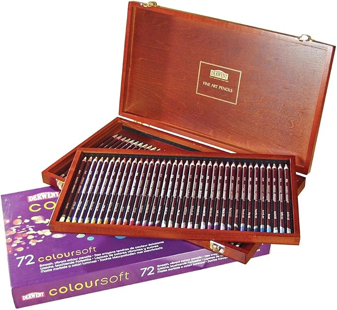 Derwent Colored Pencils, ColourSoft Pencils, Drawing, Art, Wooden Box, 72 Count (0701031)