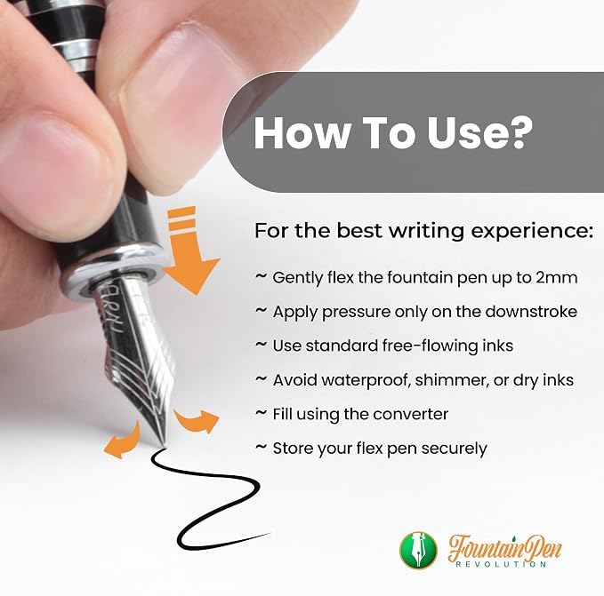 FPR #6 Two-Toned EF Ultra Flex Fountain Pen Nib for Writers, Professionals | Custom-Ground Shoulders, 0.4 mm EF to 2.0 mm Line Variation, German-Made Stainless Steel Tipping, Drill Point