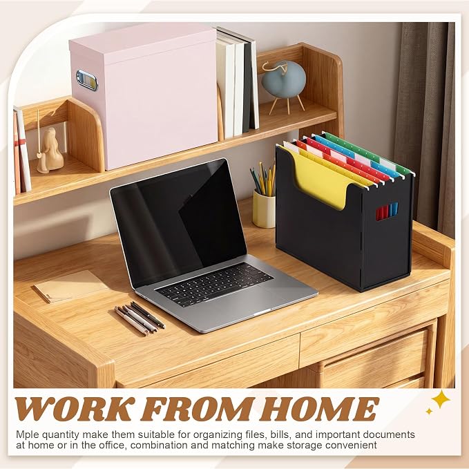 Qeeenar 1 Pcs Desktop Hanging File Organizer Box with 5 Pcs Multicolor Hanging File Folders Letter Size Folder Storage Portable Storage Cabinets Document Holder for Office Supplies Home