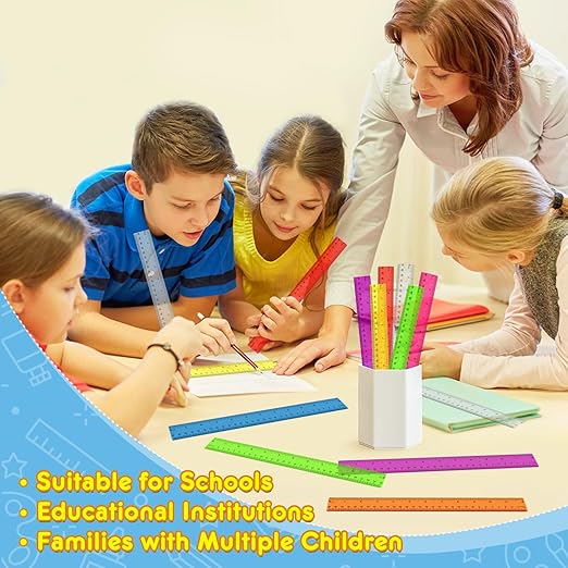 504 Pack Rulers Bulk for Classroom, 12 Inch Ruler for School,Clear Plastic Transparent Assorted Color Bulk Rulers with Millimeter and Inches, Ideal Back to School Office Home Supplies