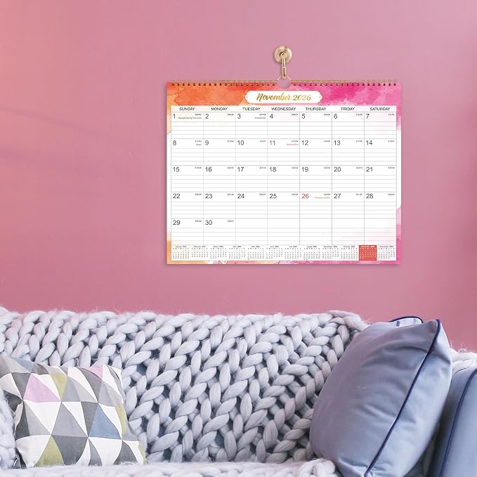 2026-2027 Wall Calendar - 2026-2027 Calendar, 18 Months Calendar, Jul.2026 - Dec.2027, Monthly Calendar with Julian Date, 15 x 11.5 in, Twin-Wire Binding, Great for Hanging on The Wall, Color Design