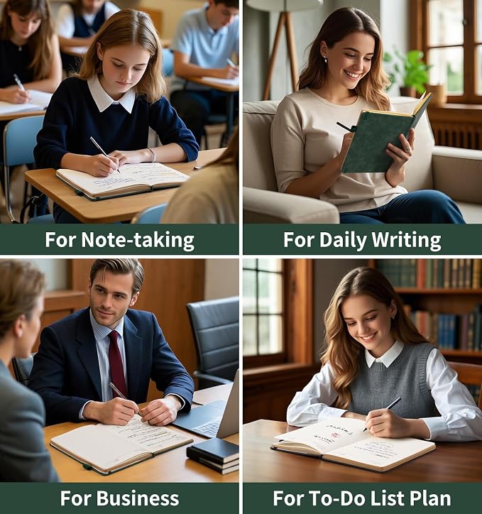 Lined Journal Notebook for Women Men, A5 Hardcover Leather Journals for Writing, 200 Pages Thick Paper, Daily Journal Notebook for Work, School, Note Taking, Business, Travel, College Ruled