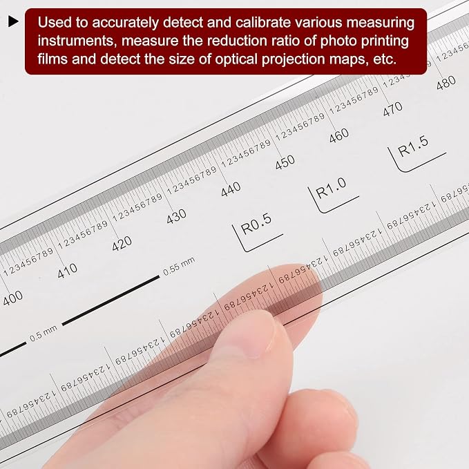 HARFINGTON Film Flexible Ruler 90cm 0.1mm Scale with R Angle & Width Lines PET Plastic Folding Straight Ruler Calibration Soft Ruler Measuring Tool for Factory, Transparent
