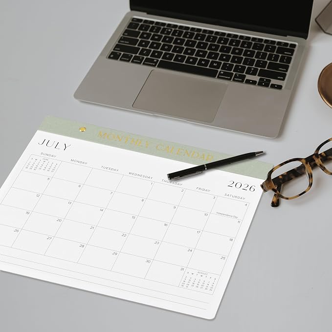 Aesthetic 2026-2027 Desk Calendar - Runs From January 2026 Until July 2027 - Minimalistic Office Desktop/Wall Calendar 14.5"x11.5" for Easy Organizing