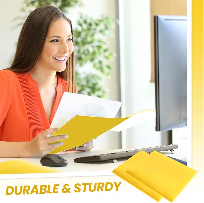 Yeaqee 400 Pcs Plastic 2 Pocket Folders with Prongs Bulk for Back to School, 3 Prong File Folders Fit Letter Size Paper, for School Office Homework Paperwork Organization Supplies (Yellow)