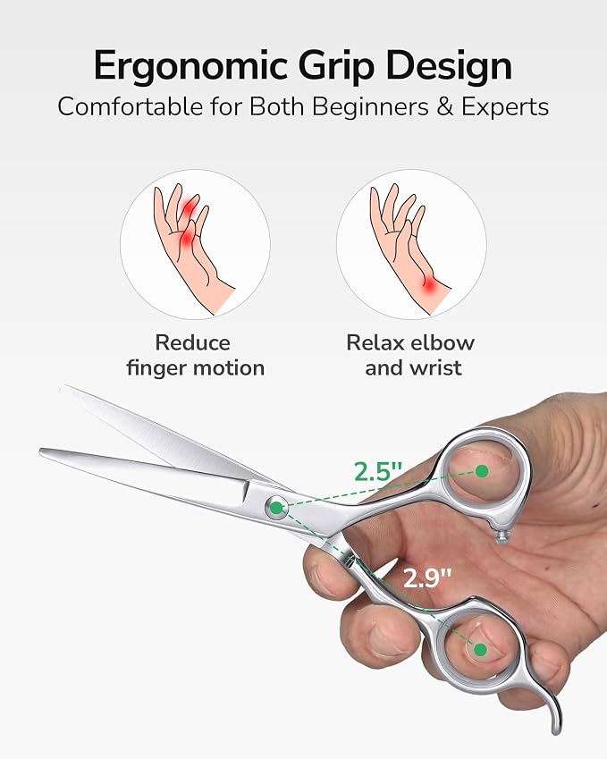 Hair Cutting Scissors, ULG Professional Hair Scissors 6.5” Silver | Right-Hand, Razor Edge Barber Shears, For Salon and Home Hair Cutting Shears, Japanese Stainless Steel, Hand Sharpened