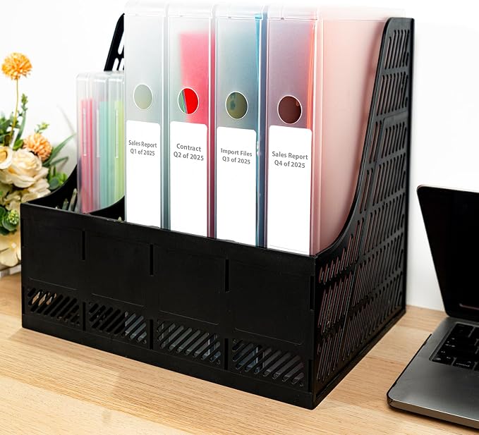 12 Packs A4 Paper Storage Boxes, 8.5 x 11 Plastic Portable Project Case for US letter Size and A4 paper, Plastic Multi-Purpose Thick Scrapbook Storage Box for Office