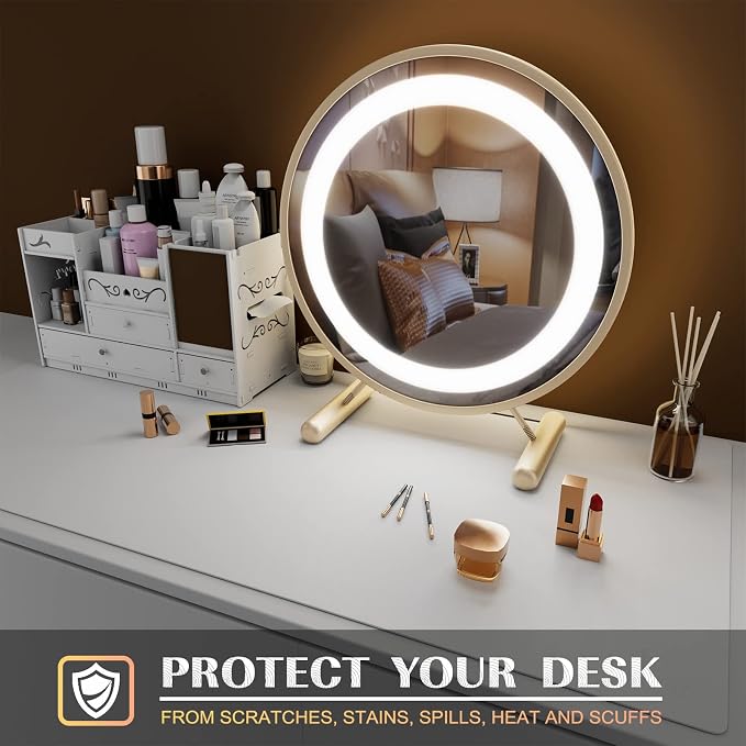 K KNODEL Large Office Desk Mat, Leather Mouse Pad (31.5"x15.7", White) | Desk Pad, Keyboard Pad, Computer and Laptop Mat, Desktop Protector and Cover, Writing Pad and Blotter for Home Office