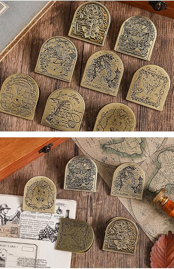 Vintage Flowers, Cats, Butterflies Metal Clip Decorative Binder Clip for Bullet Journal Junk Journal Collage Page Holder Art Journaling (dieshengqingyu)