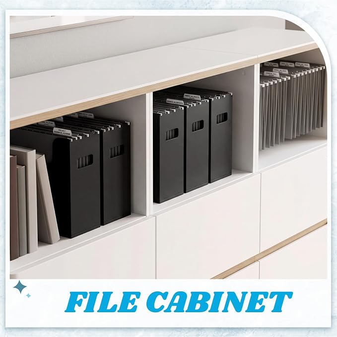 Qeeenar 1 Pcs Desktop Hanging File Organizer Box with 5 Pcs Gray Hanging File Folders Letter Size Folder Storage Portable Storage Cabinets Document Holder for Office Supplies Home
