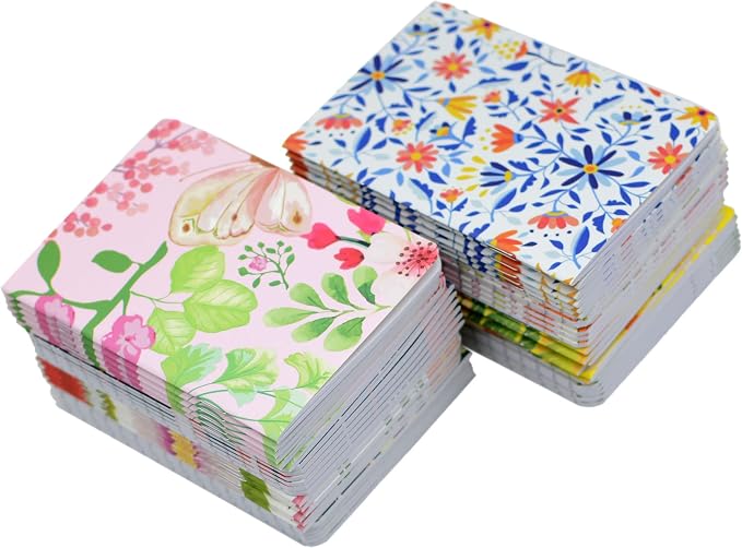 YYaaloa 24pcs Mini Notepads Pocket Notebooks, Happy Journal Small Notebooks Bulk for Party Office Home Coworkers Travel Gift Present Supplies (24pcs-8styles, 8 flower design)