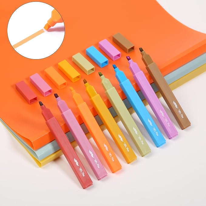 Mr. Pen- Aesthetic Highlighters No Bleed, 8 Pack, Assorted Colors | Chisel Tip, Cute Highlighters Assorted Colors for Journaling, Highlighting, Underlining, Fast Dry, Back to School Supplies