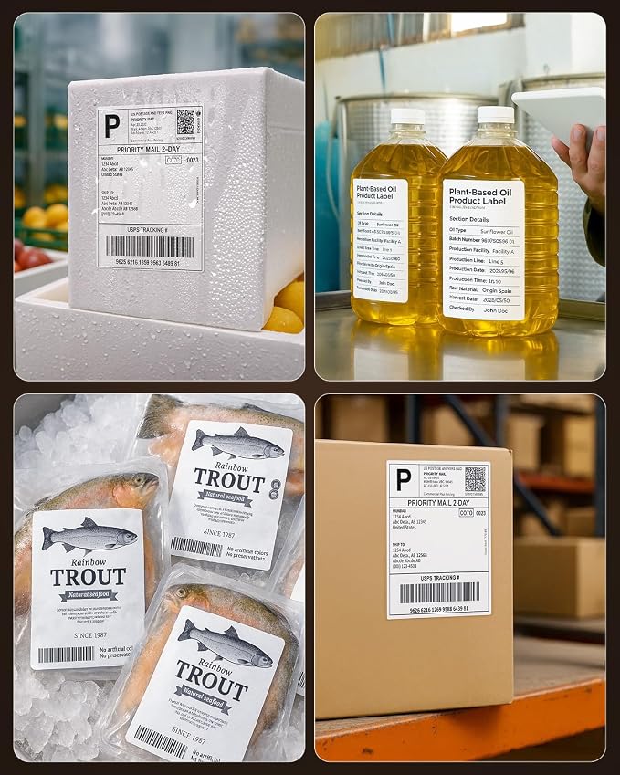 MUNBYN 4"x6" Direct Thermal Shipping Labels for Packages, 380 Sheets/Stack | 4"x6" Fanfold Thermal Labels, Durable Waterproof, Oil-Proof, Scratch-Proof, Alcohol-Resistant, Tear-Resistant