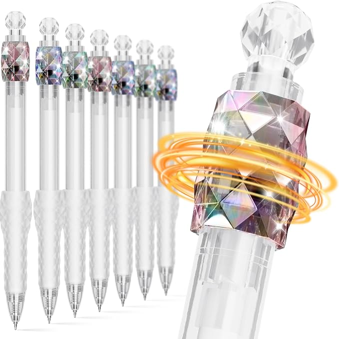 8 Pack Ballpoint Pens - 1.0mm Fidget Rotating Black Ink, No Smudge | Medium Point Smooth Writing - Soft Grip, Quick-drying Pens for Journaling, Cute School & Office Supplies, Gift for Women Men