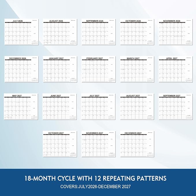 Comix 18 Month Wall Calendar 2026-2027 11x8.5 Inch, Monthly Planner Jul 2026 to Dec 2027, Thick 120GSM Paper with Stable Twin-Wire Binding for Home Office Planning