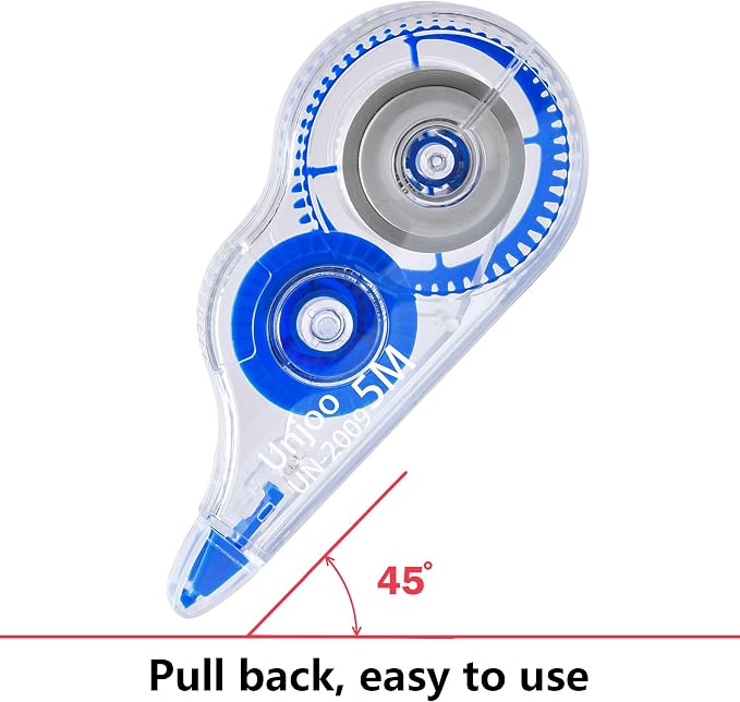 Unjoo White Correction Tape, For school, Office, 12pack, 5M/196"x0.2",Blue | Easy To Use Applicator for Instant Corrections Wrong Writing At Any Time, Tear-Resistant Correction tape Bulk