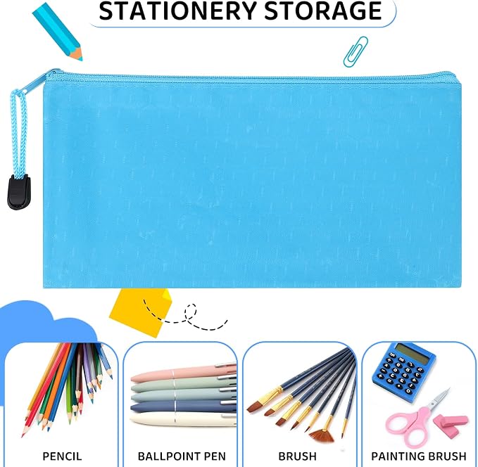YOPCDJ 36pcs Pencil Pouch Bulk,Zipper Pouches,Waterproof Pencil Bags, Small Organizing Bags in 12 Colors for Classroom,Office Supplies Storage and Travel Accessories