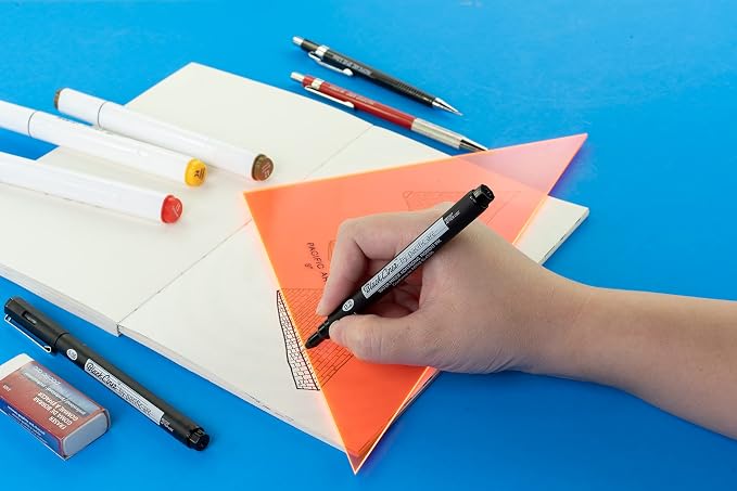 Pacific Arc Drafting Triangle, 18-inch, 45/90 Degrees, Fluorescent Orange